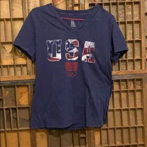 Slightly distressed USA olympics v-neck T-shirt
